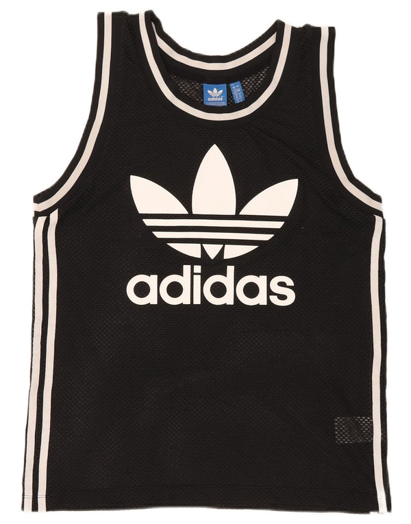 Adidas Dame Grafisk Vest Top UK 12 Medium Sort Polyester