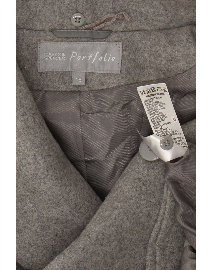 Marks & Spencer Womens Portfolio Bomber Jacket UK 18 XL Grå Ny Uld
