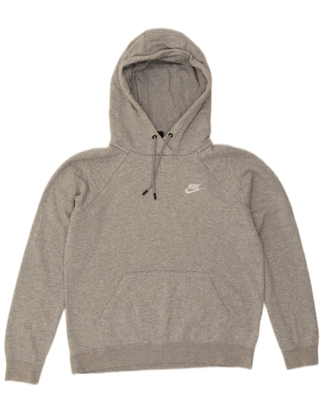 NIKE Womens Oversized Hoodie Jumper UK 10 Small Grey Cotton