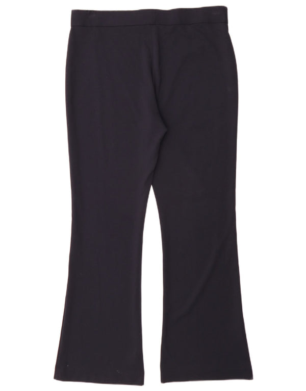 Marks & Spencer Dame Flare Bukser UK 14 Large W34 L31 Navy Blue Viscose