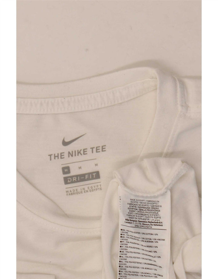 Nike Herre Dri Fit grafisk T-shirt Top Medium Hvid Bomuld