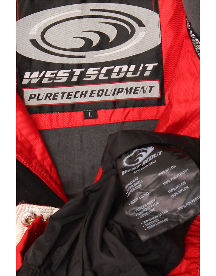 West Scout Herre grafisk skijakke UK 40 Large Red Colourblock Nylon