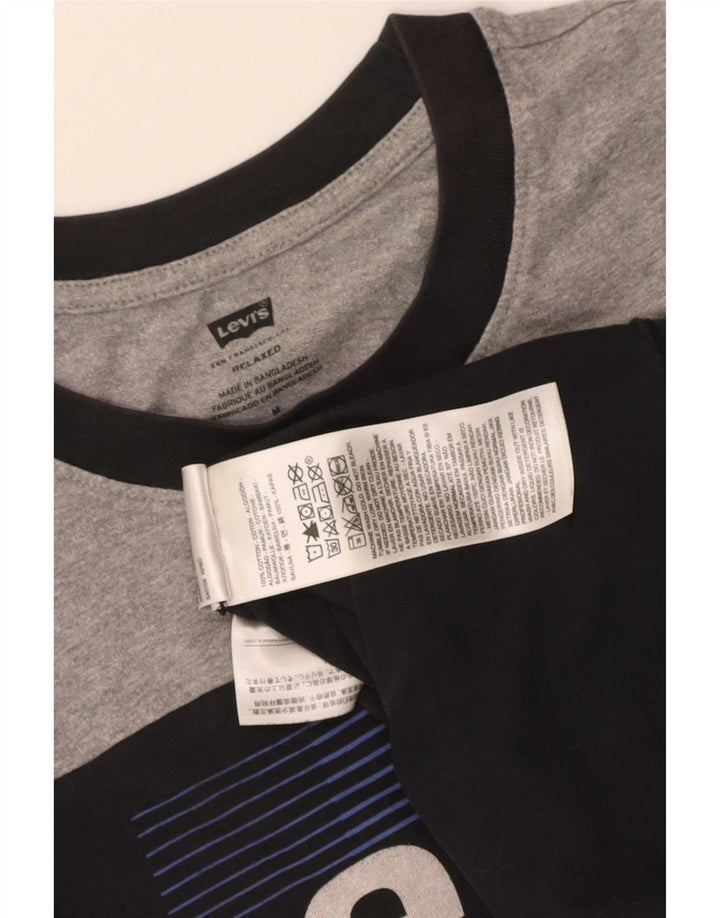 Levi's Herre afslappet grafisk T-shirt top Medium Sort Colourblock Bomuld