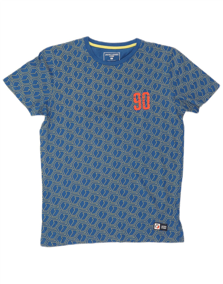 Jack & Jones Herre grafisk T-shirt Top Medium Blå Geometrisk