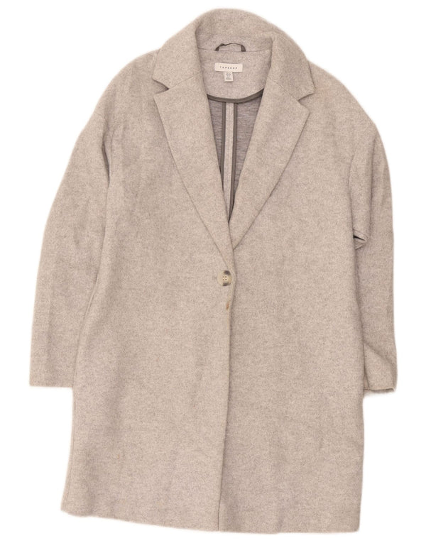 Topshop Dame Oversized Overfrakke UK 8 Small Grå Polyester