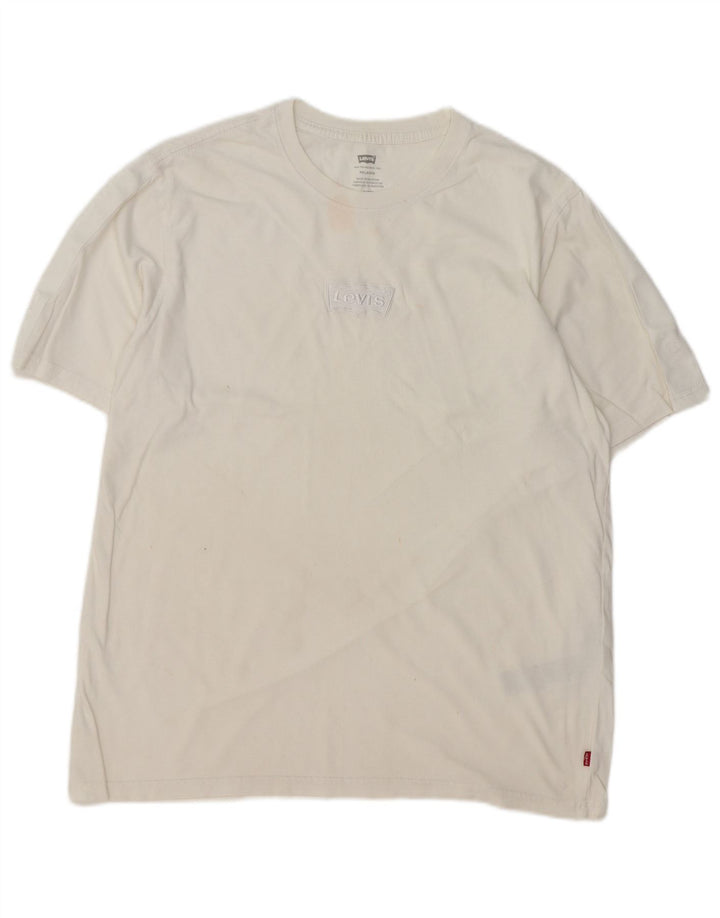 LEVI'S Mens Relaxed Graphic T-Shirt Top Medium White Cotton