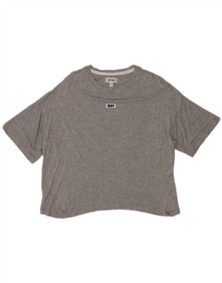 Dkny Dame Loose Fit T-Shirt Top UK 14 Medium Grå Rayon