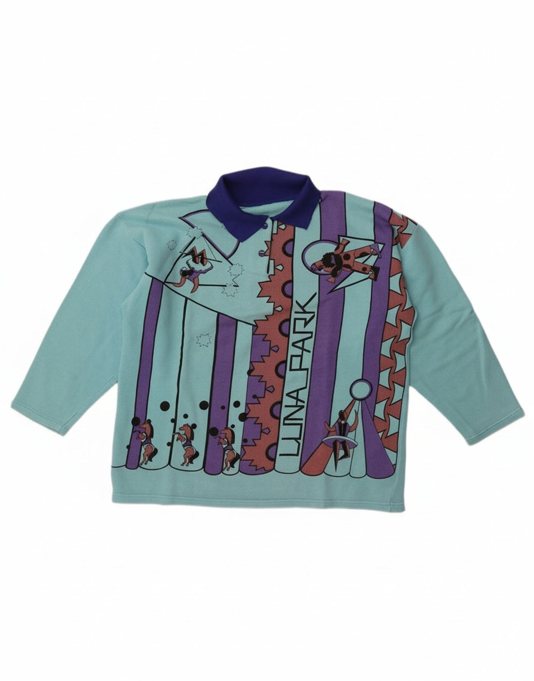 Vintage Dame Oversized 3/4-ærmet Sweatshirt Jumper UK 14 Medium Blue