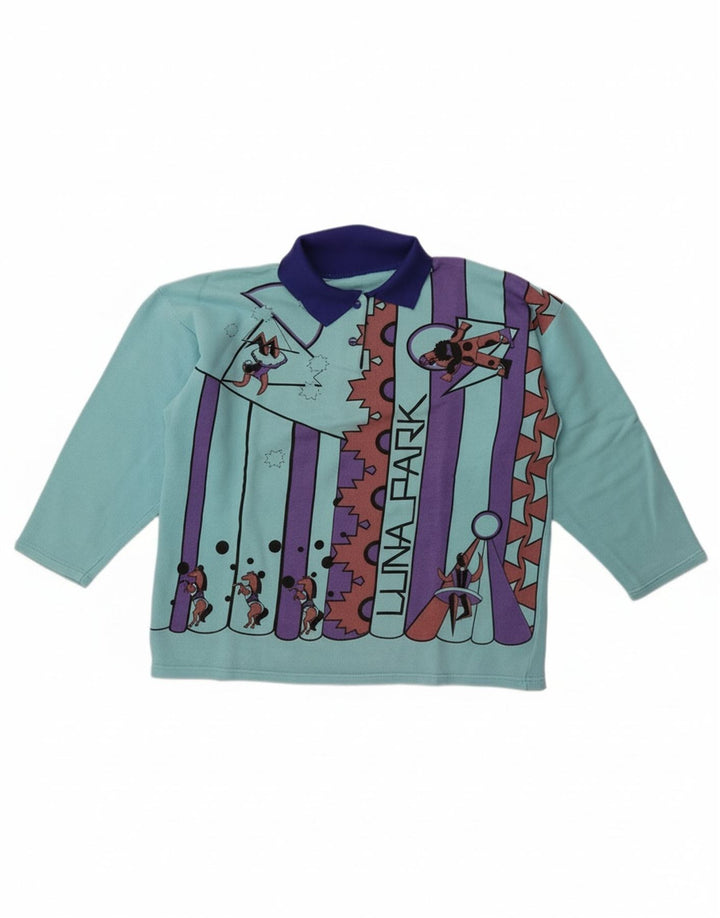 Vintage Dame Oversized 3/4-ærmet Sweatshirt Jumper UK 14 Medium Blue