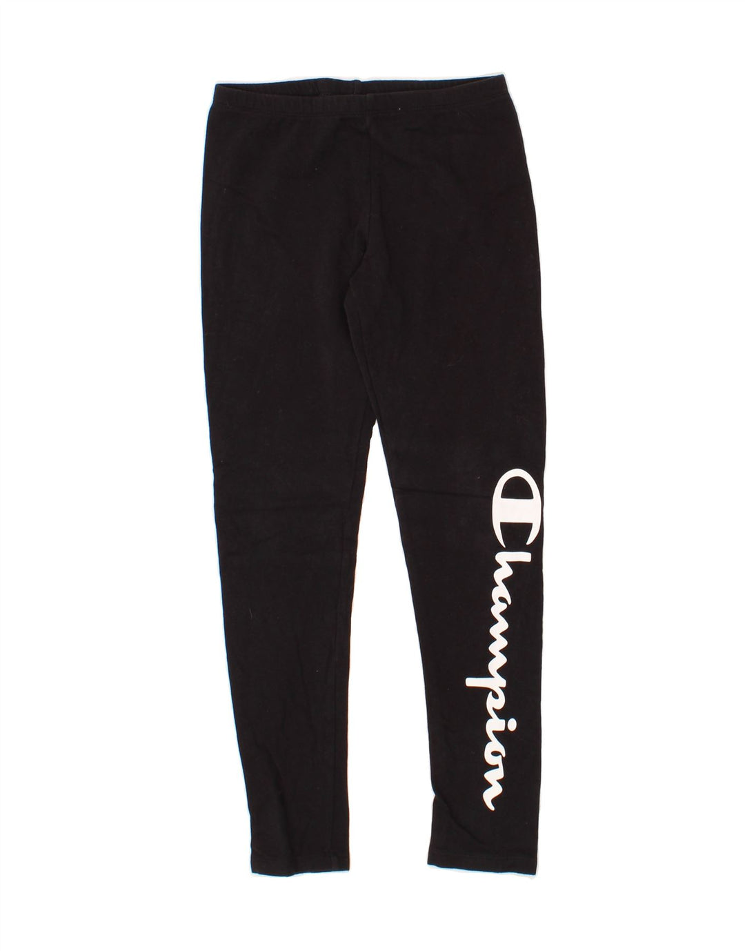 CHAMPION Girls Graphic Leggings 11-12 Years Large  Black Vintage Champion and Second-Hand Champion from Messina Hembry 