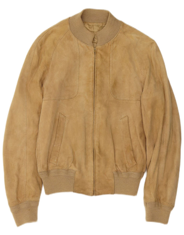 Vintage herre ruskind bomberjakke IT 48 Medium Beige Læder
