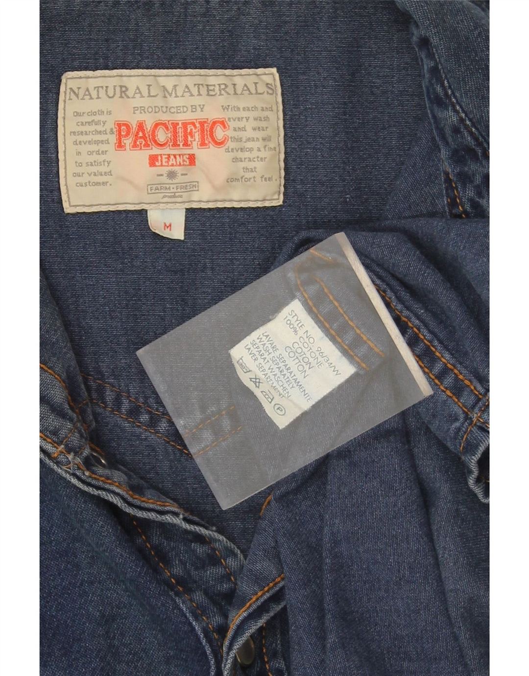 Vintage Herre Loose Fit Denim Shirt Medium Blue Bomuld