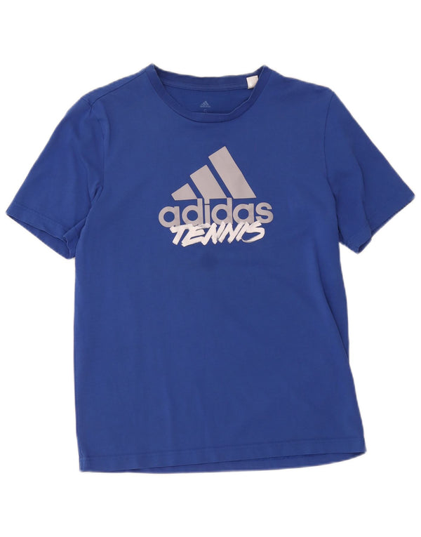 Adidas Herre Tennis Grafisk T-Shirt Top Lille Blå Bomuld