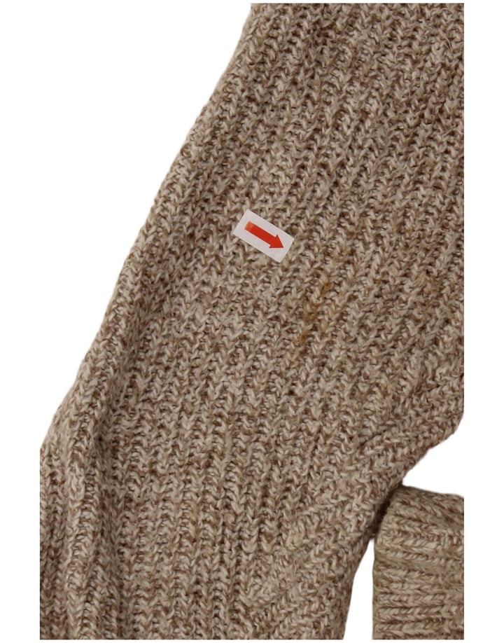 EDDIE BAUER Herre Oversized Button Neck Jumper Sweater XL Beige Flecked