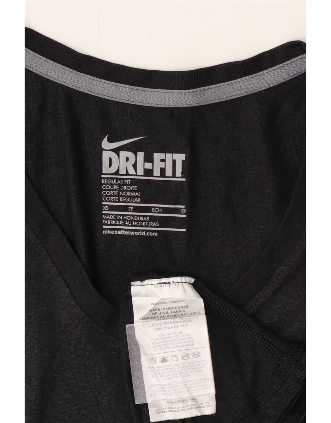 Nike Dame Dri Fit Regular T-Shirt Top UK 6 XS Navy Blue Polyester