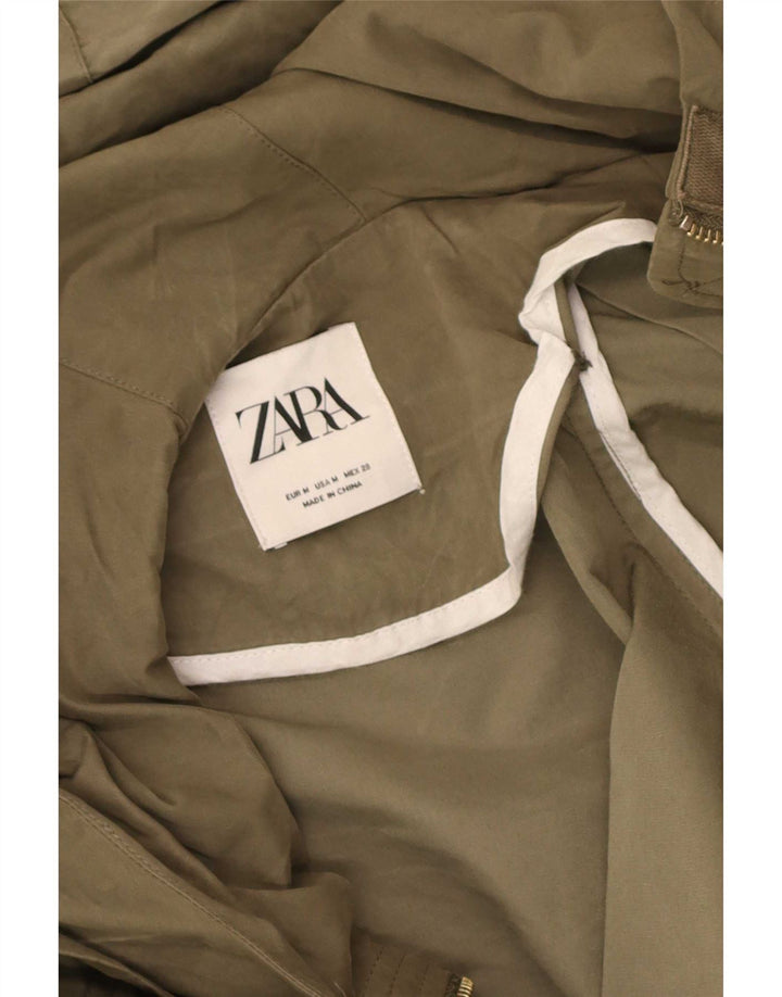 Zara Dame Hætte Oversized Parka Jacket UK 14 Medium Khaki