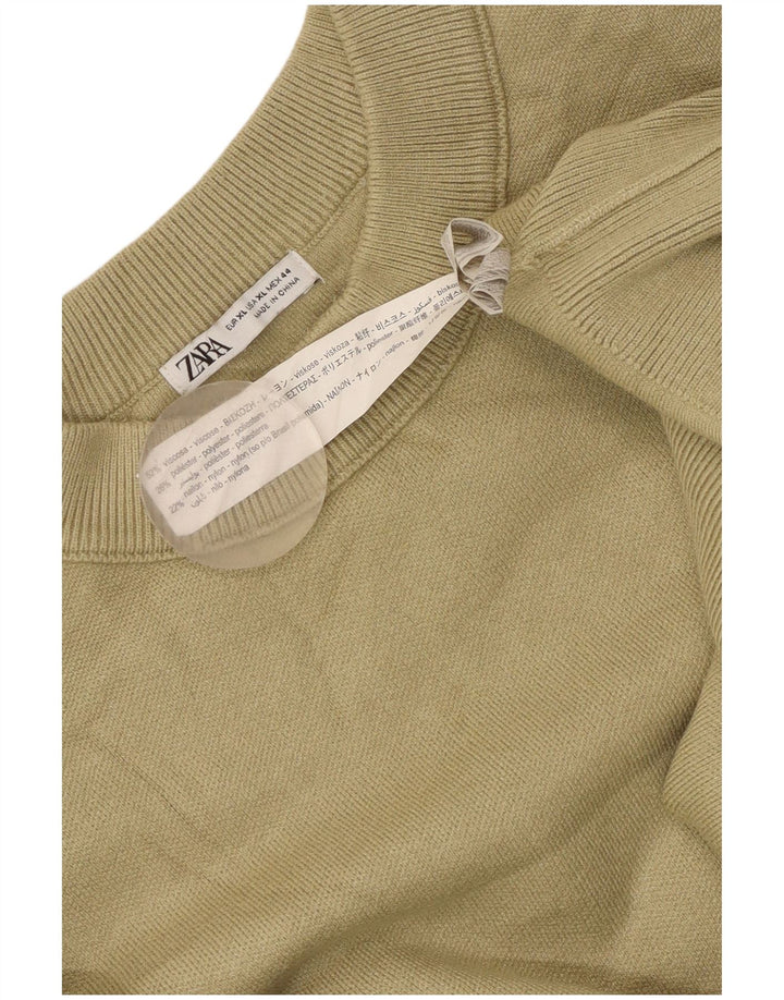 Zara Dame Sweatshirt Jumper UK 18 XL Grøn viskose