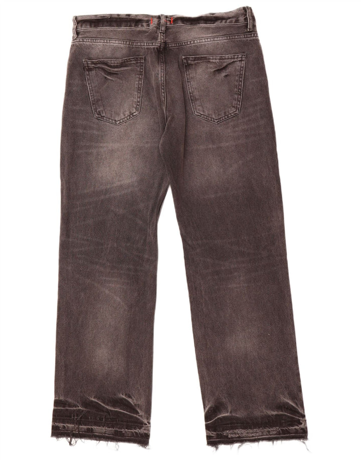 ZARA Womens Distressed Straight Jeans EU 40 Medium W30 L29 Grey Cotton