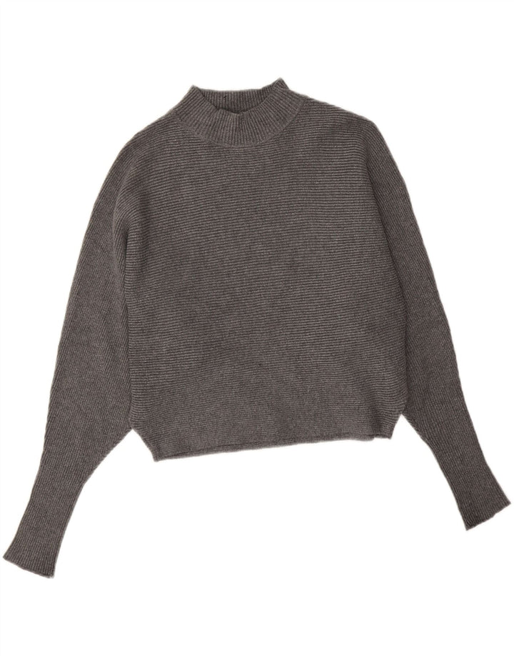 Zara Womens Crop Oversized Turtle Neck Jumper Sweater UK 10 Small Grey