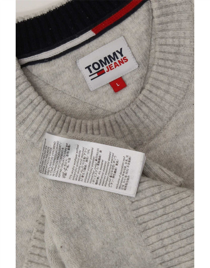 Tommy Hilfiger Herre Crew Neck Jumper Sweater Large Grey Flecked Acryl