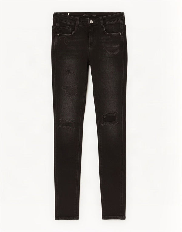 Zara Dame Trafaluc Distressed Skinny Jeans EU 36 XS W26 L29 Sort