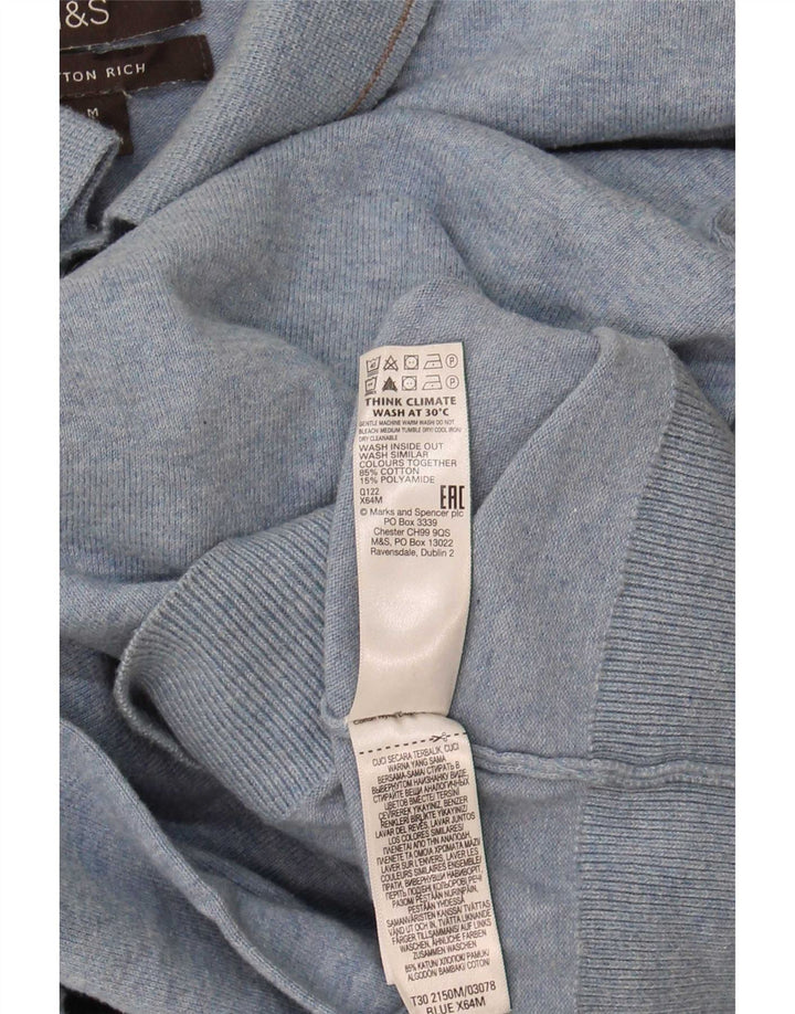 Marks & Spencer Herre polo-hals sweater mellemblå bomuld