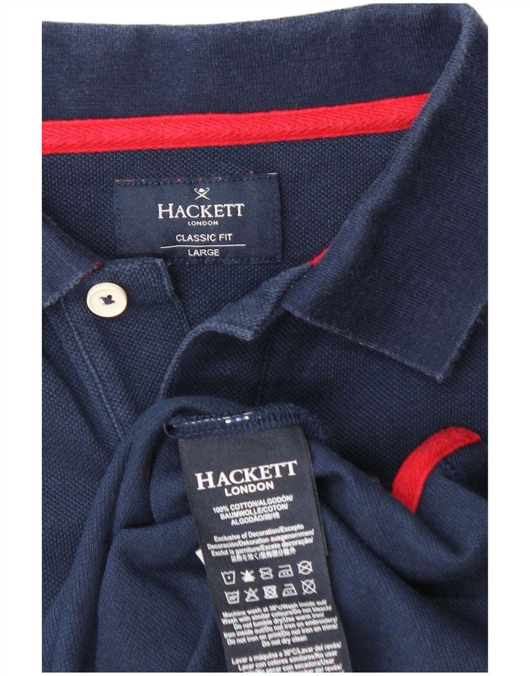 HACKETT Herre Classic Fit grafisk poloshirt Stor marineblå bomuld