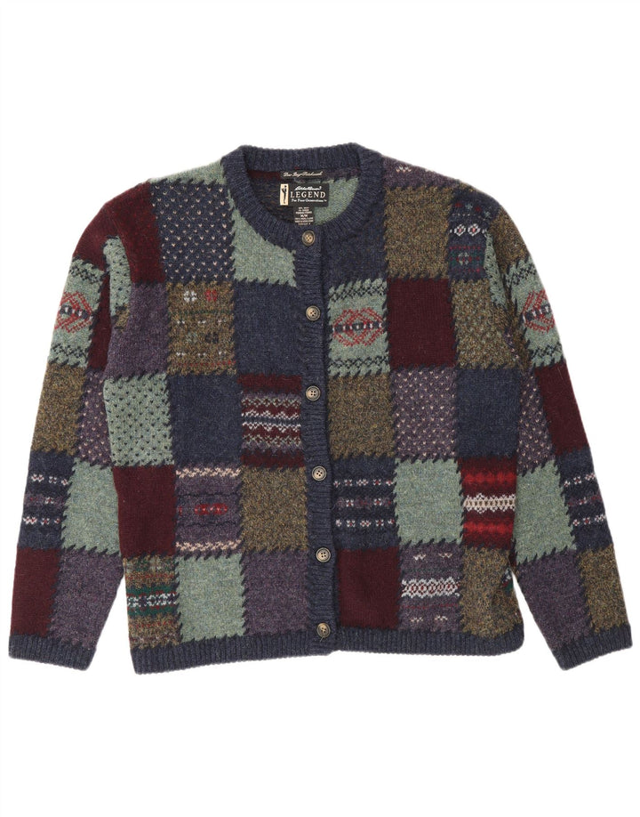 Eddie Bauer Dame Cardigan Sweater UK 14 Medium Flerfarvet Patchwork