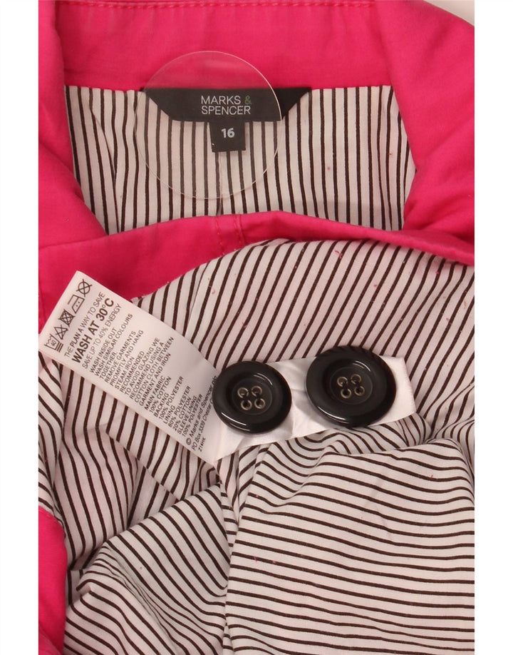 Marks & Spencer Womens Pea Coat UK 16 Large Pink Bomuld