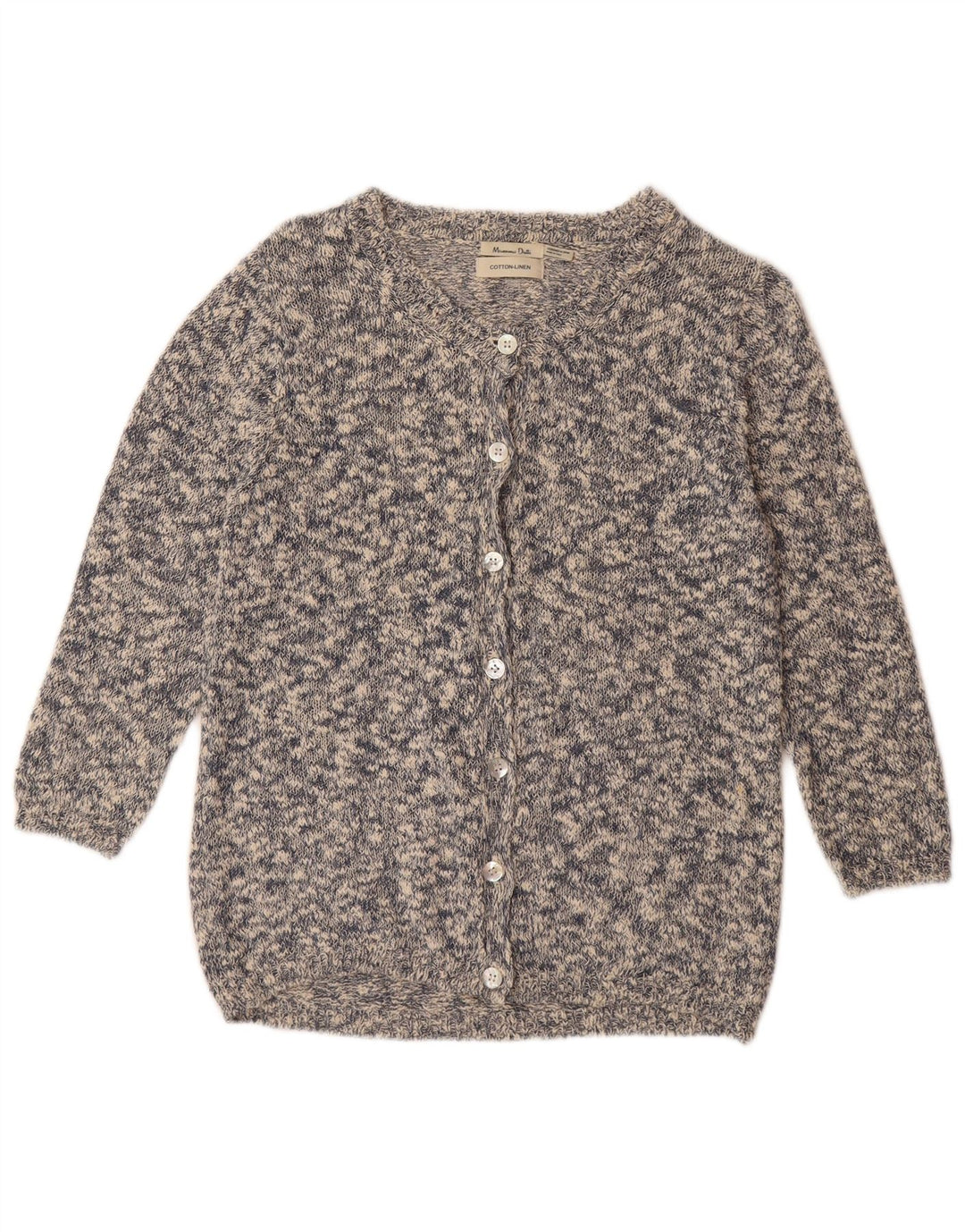 MASSIMO DUTTI Dame Cardigan Sweater UK 12 Medium Grey Flecked Bomuld