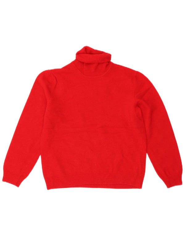 Benetton Dame Crop Roll Neck Jumper Sweater UK 10 Small Red