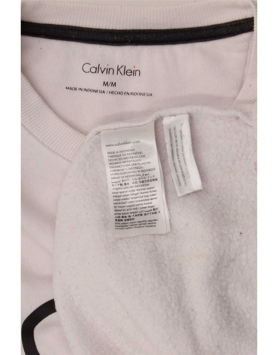 Calvin Klein Herre Grafisk Sweatshirt Jumper Medium Hvid Bomuld