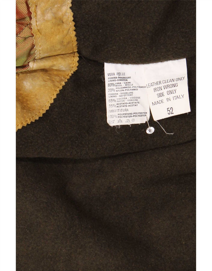 Vintage herre ruskind duffle coat IT 52 XL beige læder