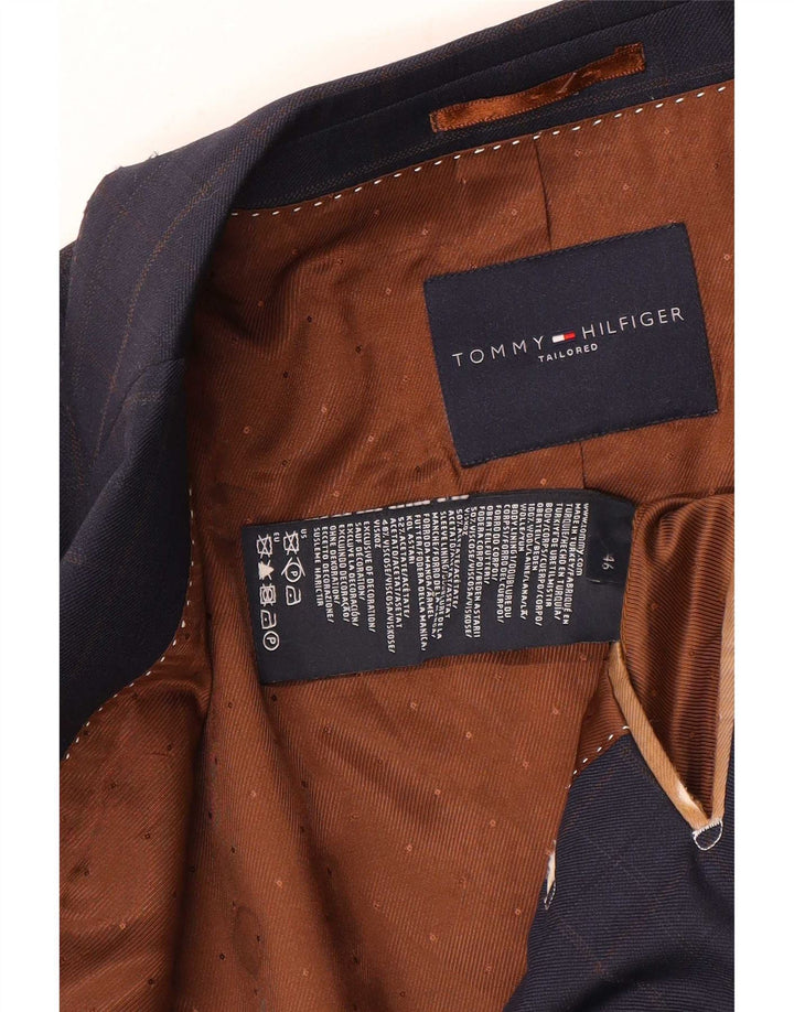 Tommy Hilfiger Herre skræddersyet blazerjakke IT 46 Small Navy Blue Check
