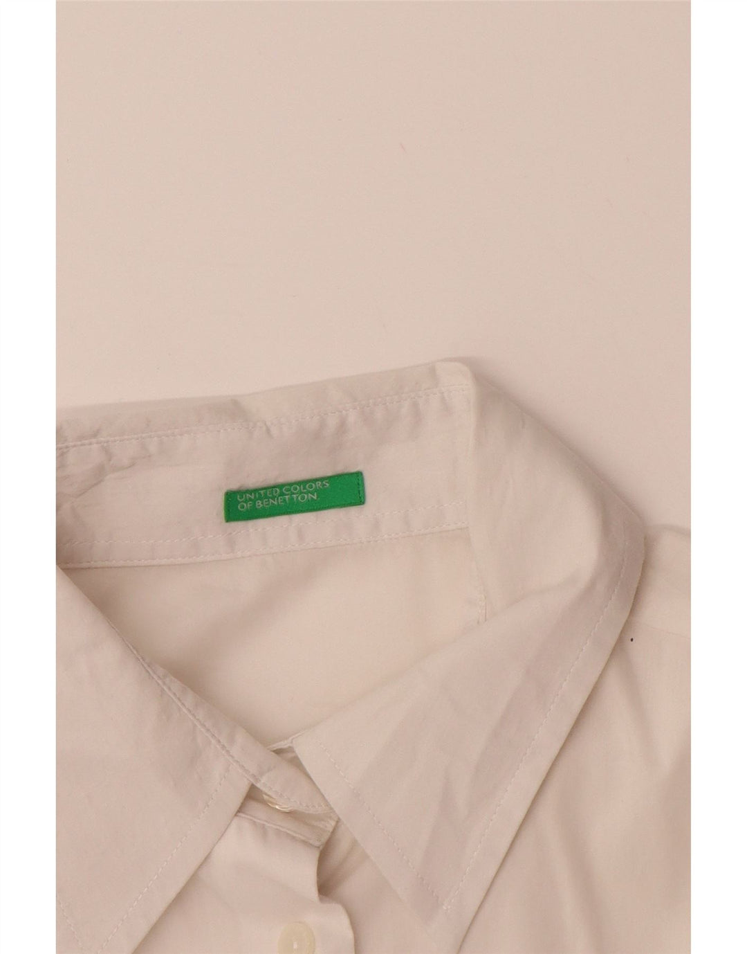 BENETTON Womens Shirt Blouse UK 10 Small White Cotton