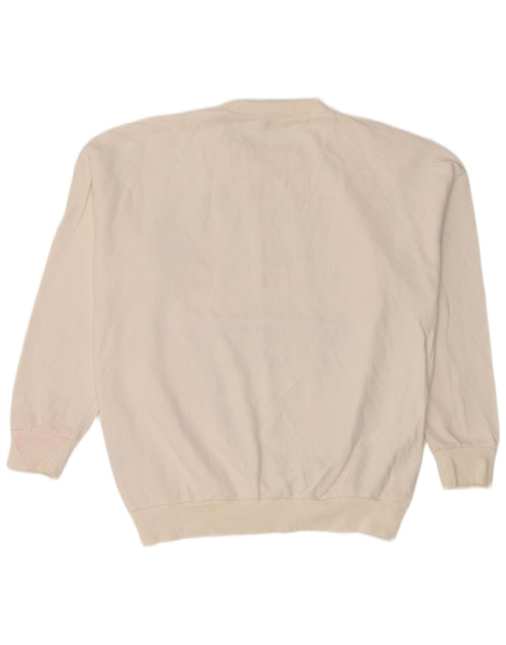 Zara Womens Grafisk Oversized Sweatshirt Jumper UK 10 Small White Bomuld