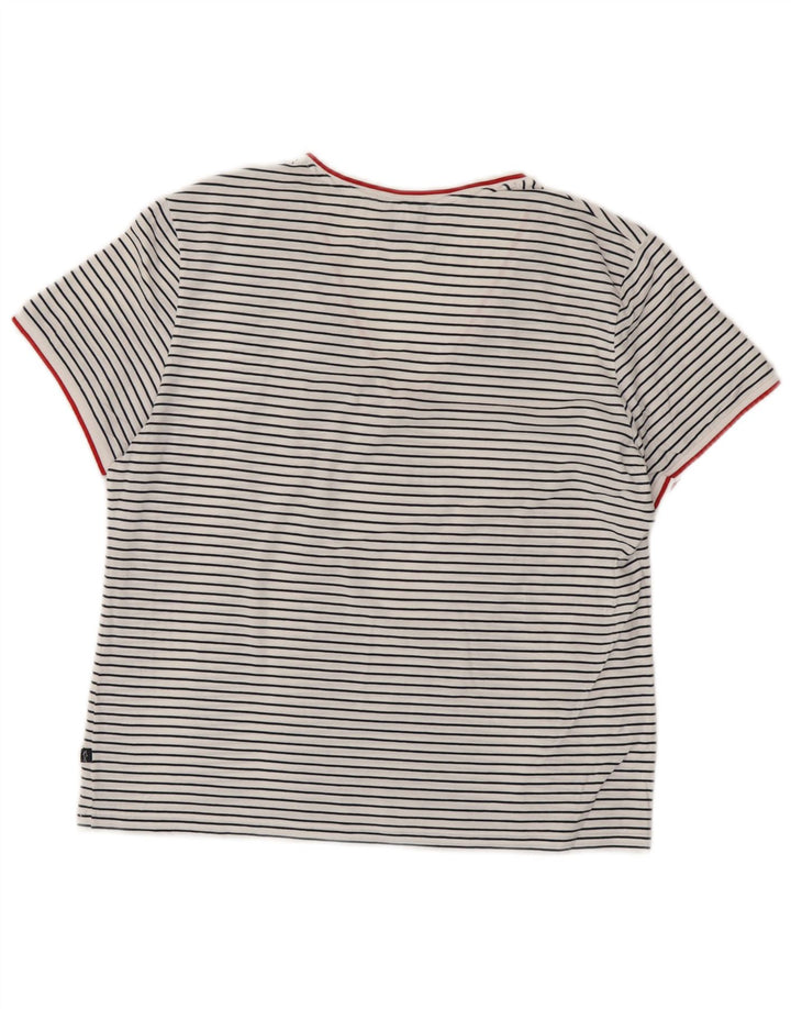 PAUL & SHARK T-shirt top til kvinder UK 18 XL Hvidstribet bomuld