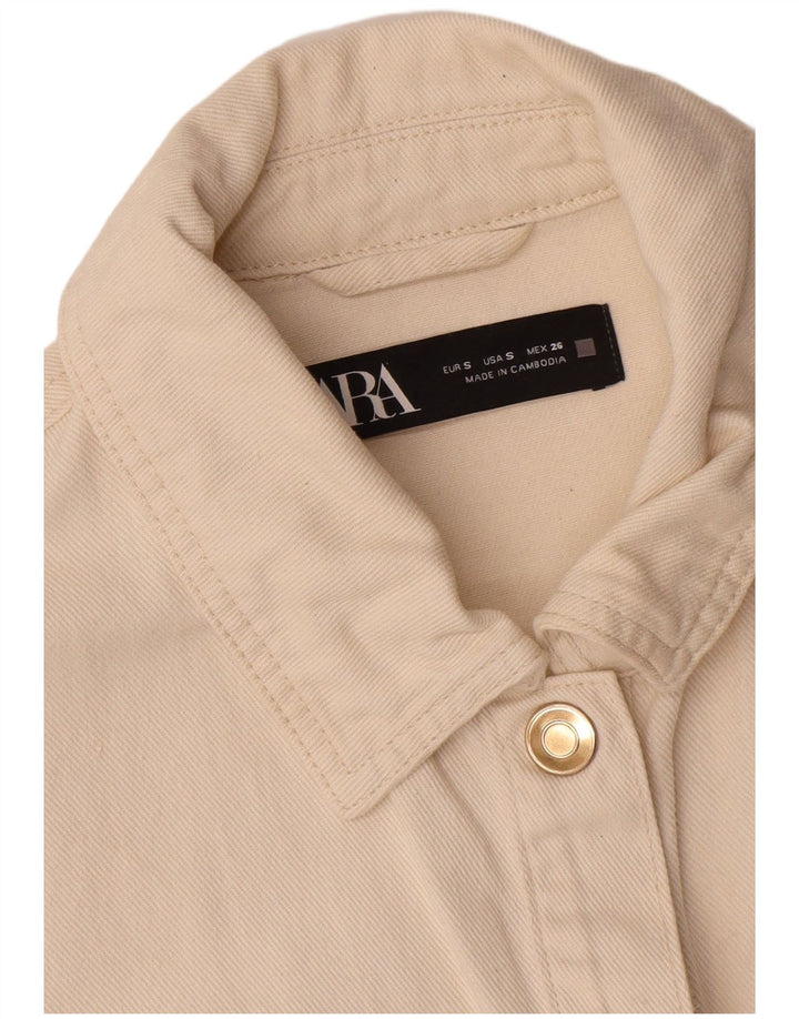 Zara Womens Bomber Jacket UK 10 Small Off White Bomuld