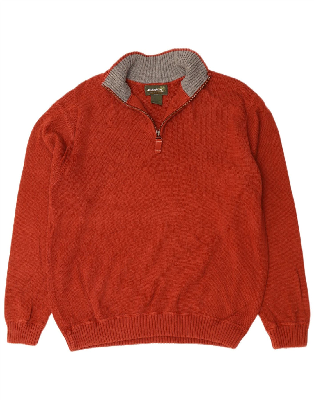 EDDIE BAUER Sweater med lynlås til mænd Stor rød bomuld