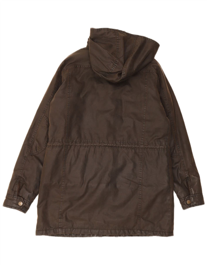 Fat Face Dame Hætte Vokset Bomuldsjakke UK 12 Medium Brun Bomuld