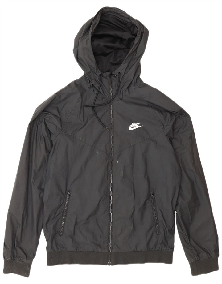 Nike Regnjakke med hætte til mænd UK 36 Lille sort polyester