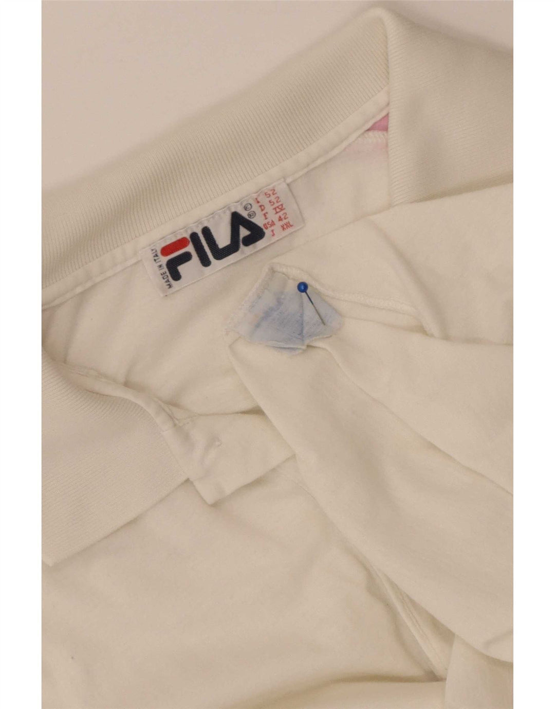 Fila Herre Grafisk Polo Shirt IT 52 Stor Hvid Bomuld