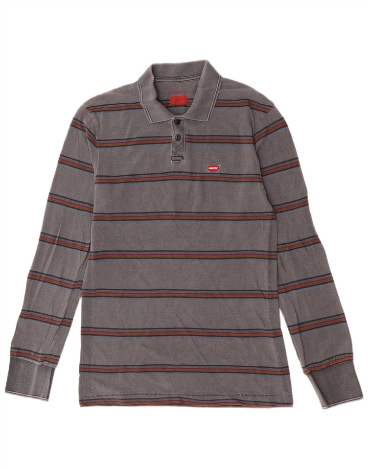 Levi's Langærmet poloshirt til mænd, stor gråstribet bomuld