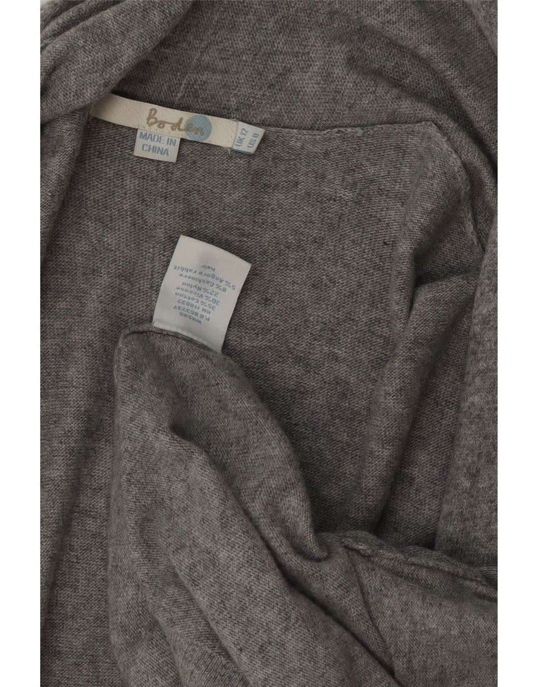 Boden Dame Ærmeløs Cardigan Sweater UK 12 Medium Grey Bomuld