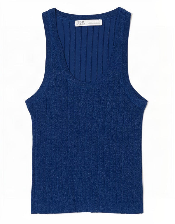 Zara Damevest Top UK 4 XS Blå Flecked Viscose