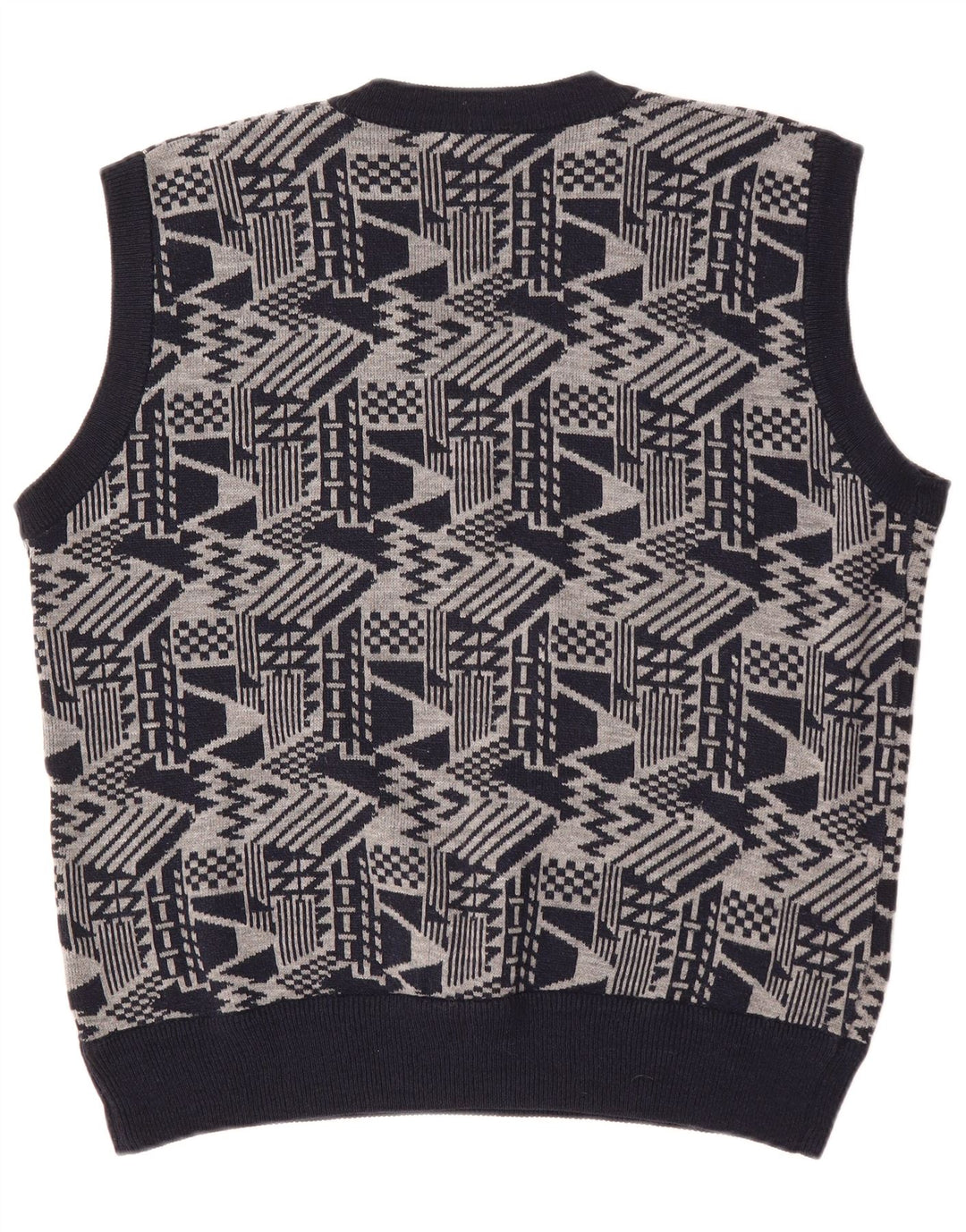 VINTAGE Herrevest Tank Top Stor Marineblå Geometrisk