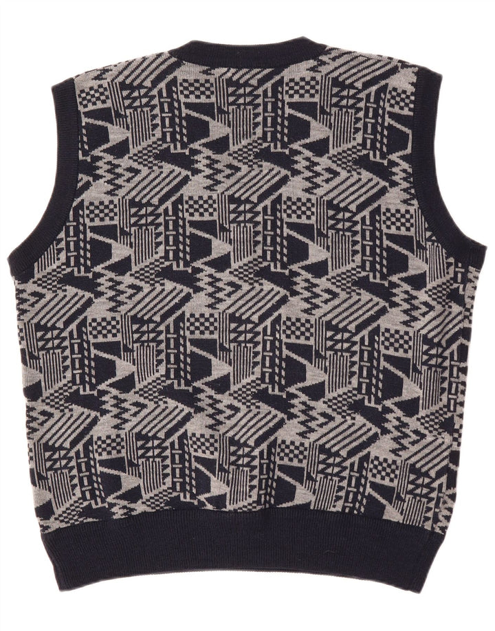 VINTAGE Herrevest Tank Top Stor Marineblå Geometrisk