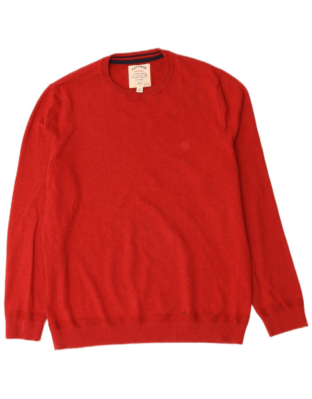 Fedt ansigt herre rund hals sweater stor rød bomuld