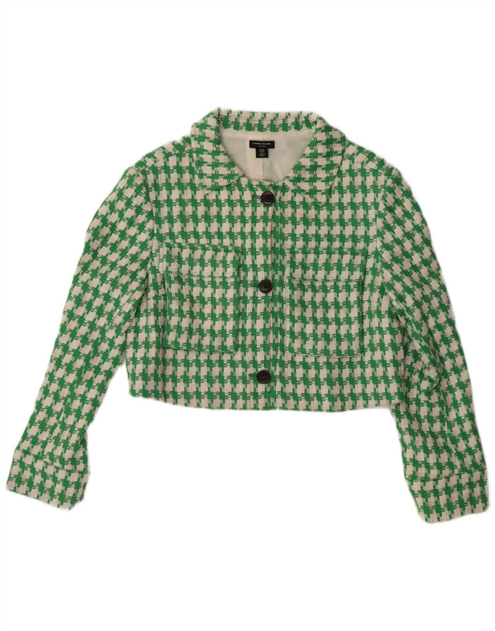 Karen Millen Womens Bolero Jacket UK 14 Large Green Houndstooth Bomuld
