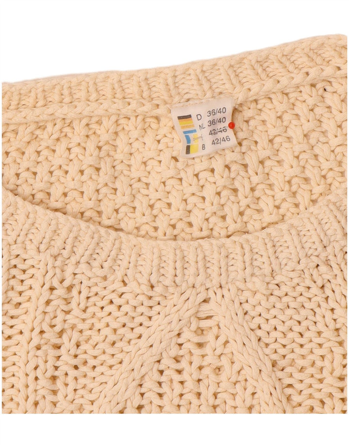 Vintage Dame Oversized Boat Neck Jumper Sweater EU 36/38 Small Off White